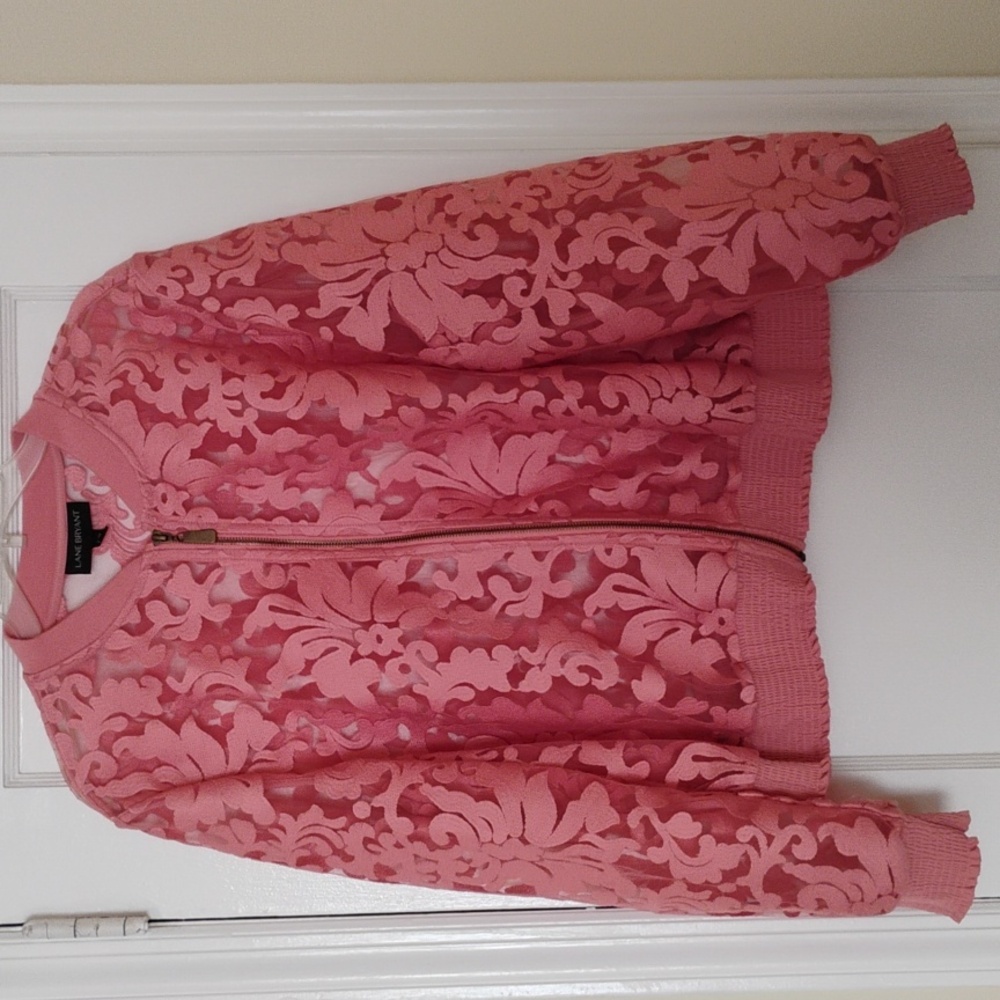 NWT Lane Bryant Bomber Jacket - Coral Lace